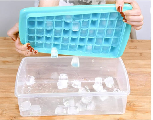 Ice cube Tray with Lid and Bin for Frezzer, Easy Release 55 mini nugget, Ice Tray with cover, Scoop,Scoop